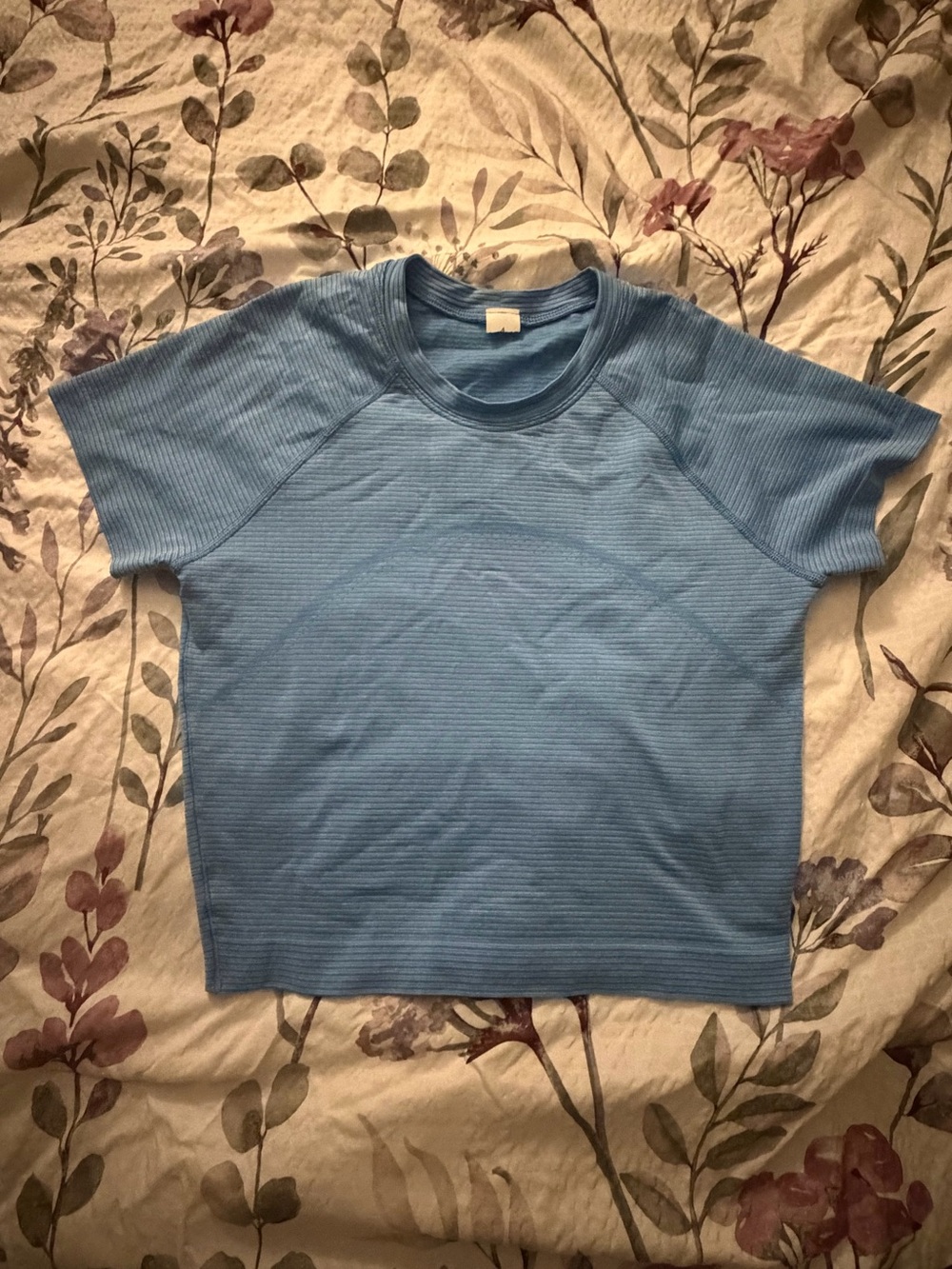lululemon athletica Short Sleeve Ribbed Crop Top - Light Blue